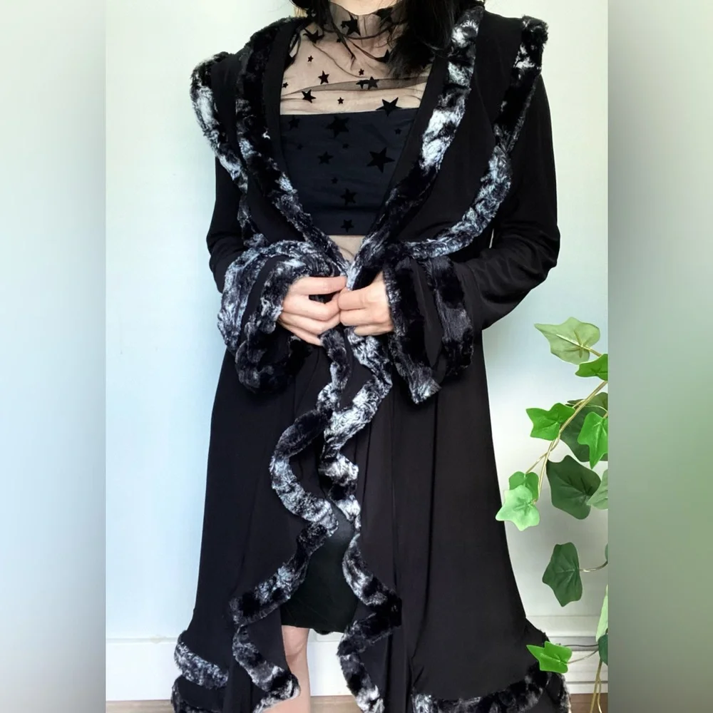 Vintage Joseph Ribkoff black draped ruffled duster - Picture 3 of 10